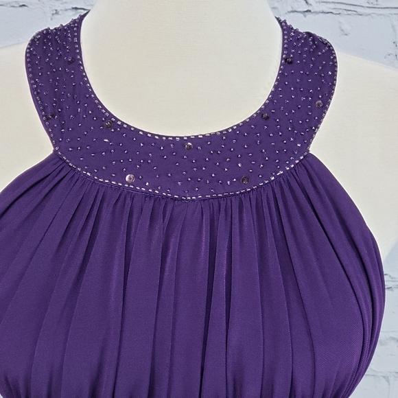 Jessica Howard Womens Formal Dress Size 4 Deep Purple Prom Flowy Evening Gown - Picture 8 of 13